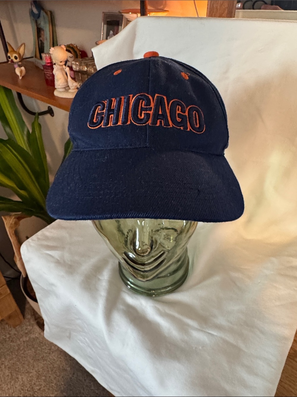 Chicago Navy Baseball Cap with Orange Embroidery